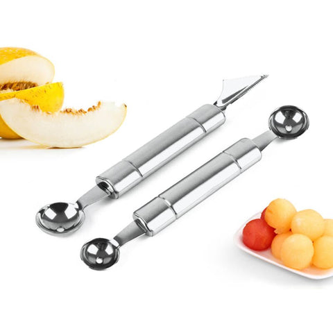 Portable Double-end Ice Cream Scoop Fruit Digging Spoons 1Pc Fruit Carving Knife Kitchen Supplies Carving Tools Stainless Steel