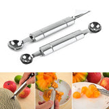 Portable Double-end Ice Cream Scoop Fruit Digging Spoons 1Pc Fruit Carving Knife Kitchen Supplies Carving Tools Stainless Steel