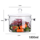 Transparent Glass Soup Pot Household Kitchen Vegetable Salad Bowl Thickened Flame Explosion-Proof Cooking Saucepan Cookware