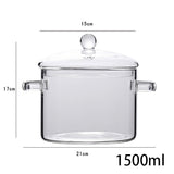 Transparent Glass Soup Pot Household Kitchen Vegetable Salad Bowl Thickened Flame Explosion-Proof Cooking Saucepan Cookware