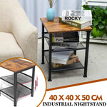 3 Layer Square Coffee Table Sofa Side Table with Storage Shelf Metal Frame Nightstand Small Desk Living Room Furniture