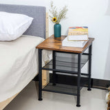 3 Layer Square Coffee Table Sofa Side Table with Storage Shelf Metal Frame Nightstand Small Desk Living Room Furniture