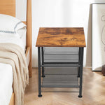 3 Layer Square Coffee Table Sofa Side Table with Storage Shelf Metal Frame Nightstand Small Desk Living Room Furniture