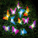 10/20/30 Led Solar Powered Butterfly Fiber Optic Fairy String Light Waterproof Christmas Outdoor Garden Holiday Decoration Light