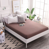 Cotton Fitted Sheet Quality Solid Color Bed Sheet Four Corners With Elastic Band Mattress Cover Twin Full Queen King Size