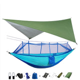 Lightweight Portable Camping Hammock and Tent Awning Rain Fly Tarp Waterproof Mosquito Net Hammock Canopy 210T Nylon Hammocks