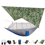 Lightweight Portable Camping Hammock and Tent Awning Rain Fly Tarp Waterproof Mosquito Net Hammock Canopy 210T Nylon Hammocks