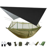 Lightweight Portable Camping Hammock and Tent Awning Rain Fly Tarp Waterproof Mosquito Net Hammock Canopy 210T Nylon Hammocks