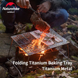 Naturehike Folding Titanium Barbecue Plate Camping Portable Firewood BBQ Plate Titanium Food Clip Ultralight Outdoor Baking Tray